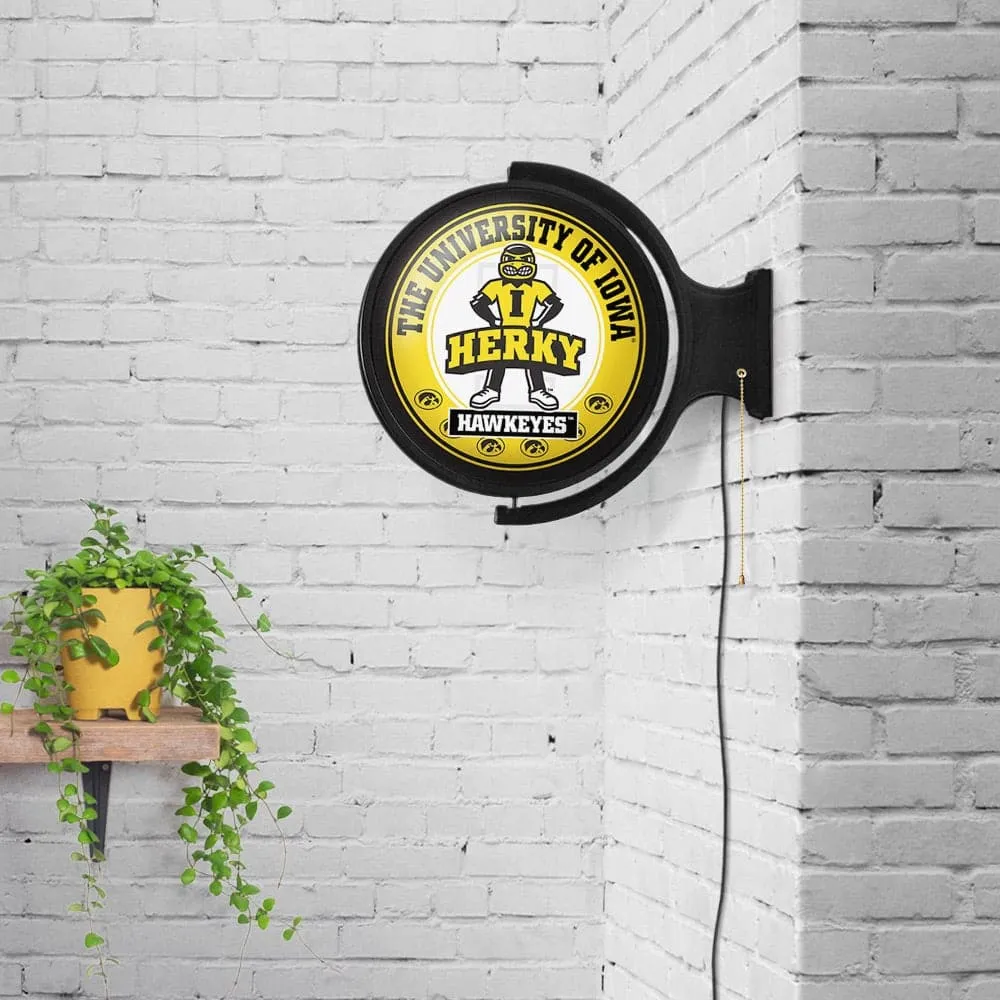 Iowa Hawkeyes: Herky - Original Round Rotating Lighted Wall Sign