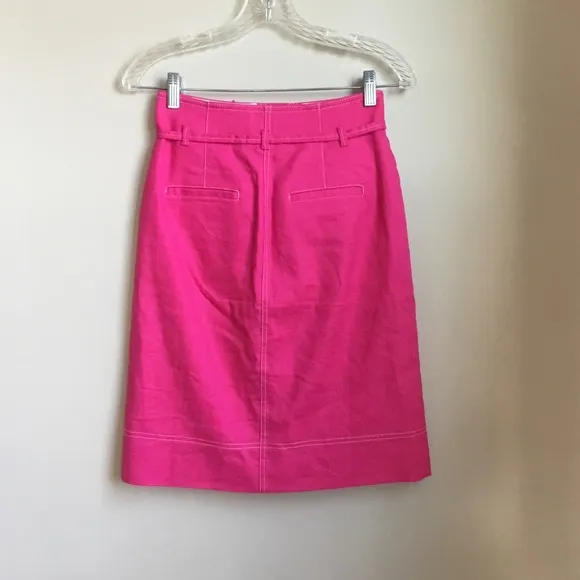 J. Crew Pink Front Button Waist Tie Linen Skirt