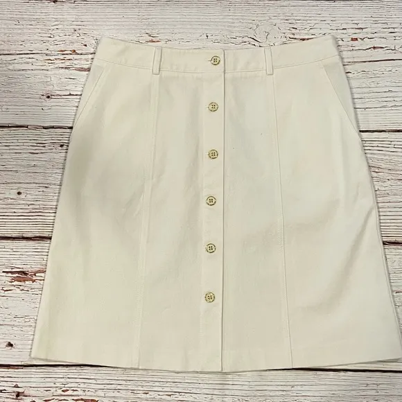 J. McLaughlin White Button Front Skirt Sz 8