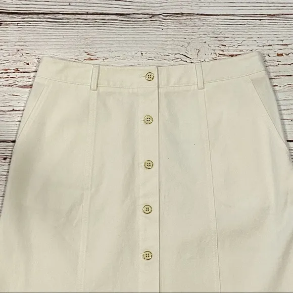 J. McLaughlin White Button Front Skirt Sz 8