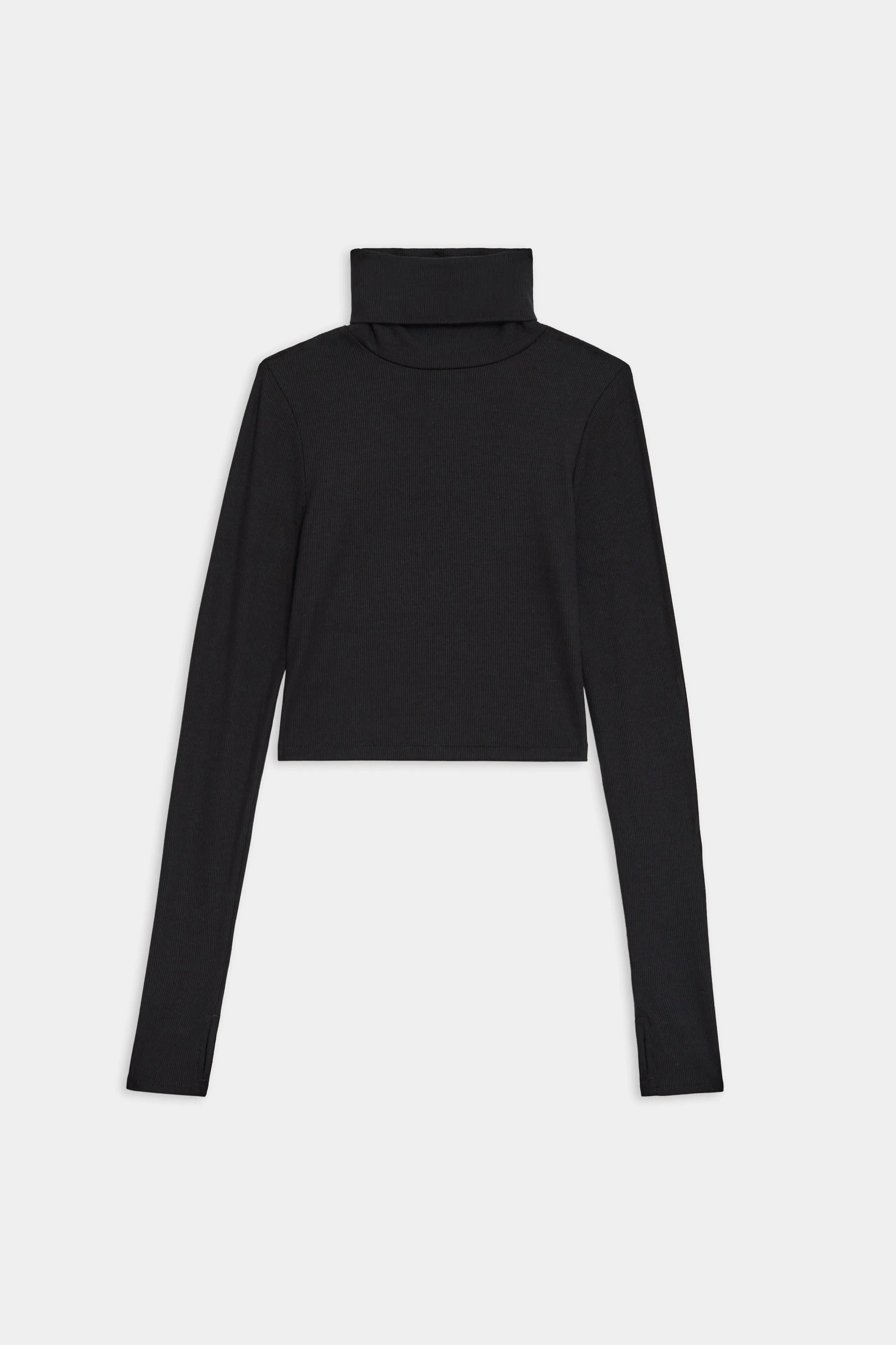 Jackson Rib Cropped Turtleneck - Black