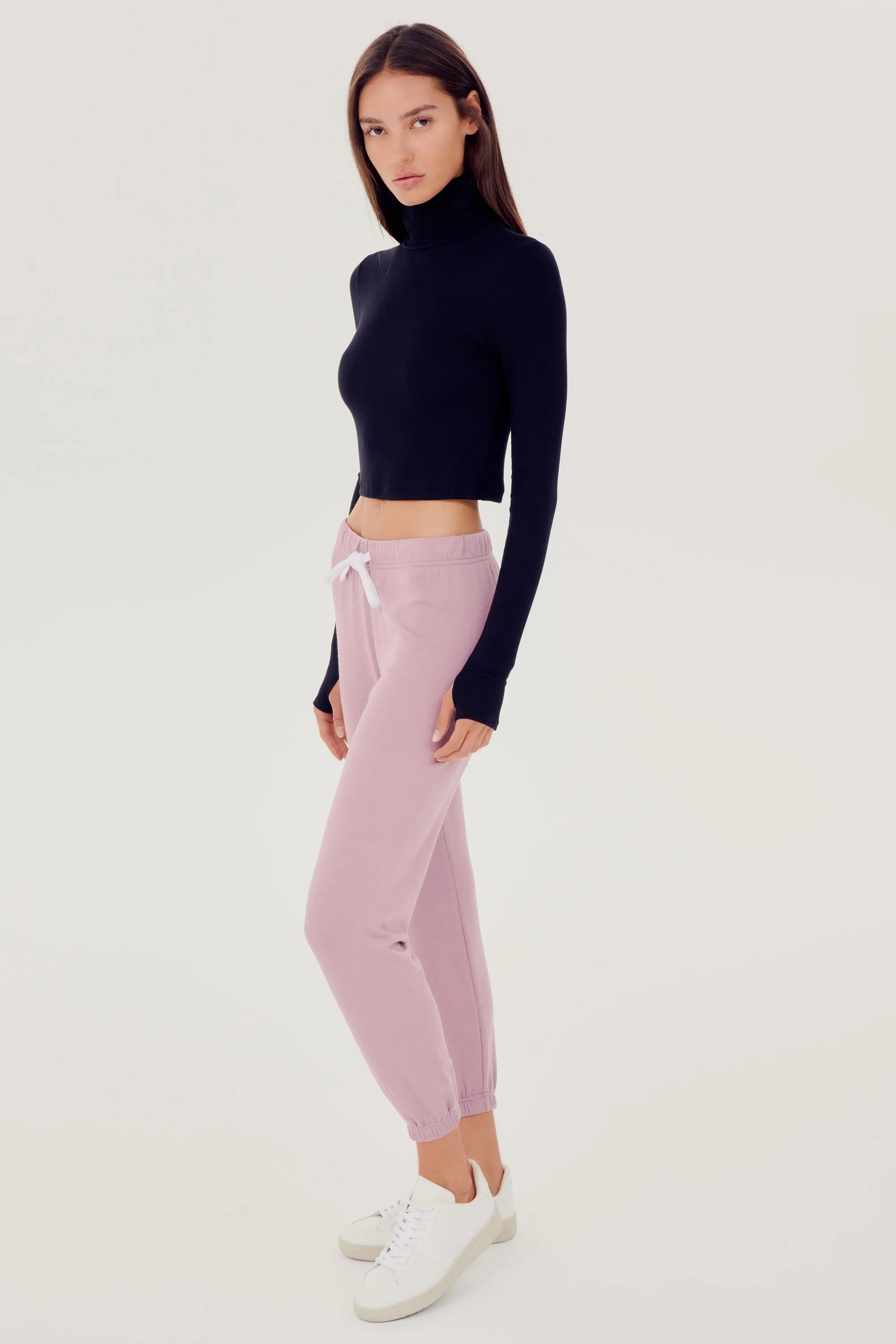 Jackson Rib Cropped Turtleneck - Black