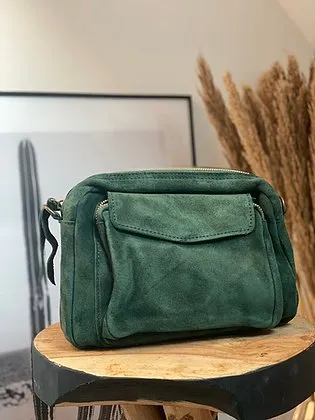 Jijou Capri Crossbody Suede Camera Bag Green