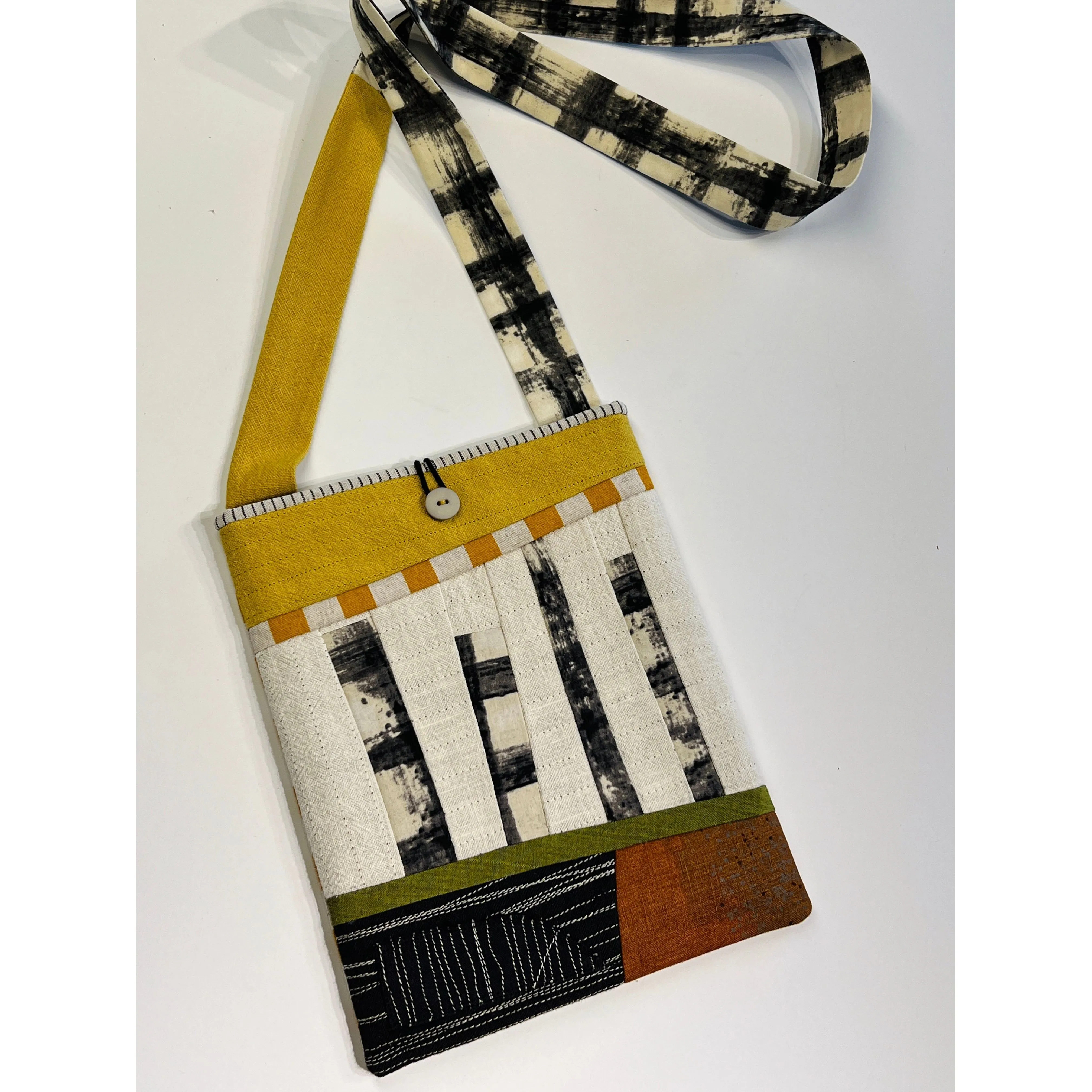 Juanita Girardin Small Bag, Pieced Japanese Cotton,Yellow Birch Bark