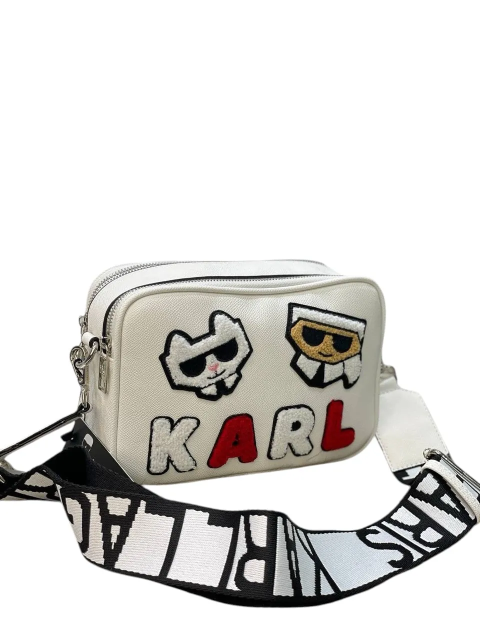Karl Lagerfeld Crossbody Bag with Fuzzy Logo and Iconic Characters