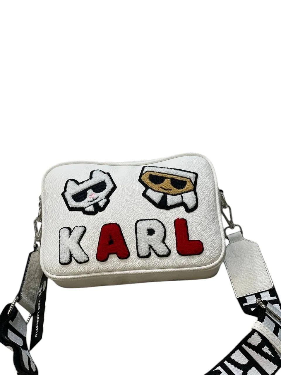 Karl Lagerfeld Crossbody Bag with Fuzzy Logo and Iconic Characters