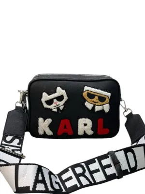 Karl Lagerfeld Crossbody Bag with Fuzzy Logo and Iconic Characters