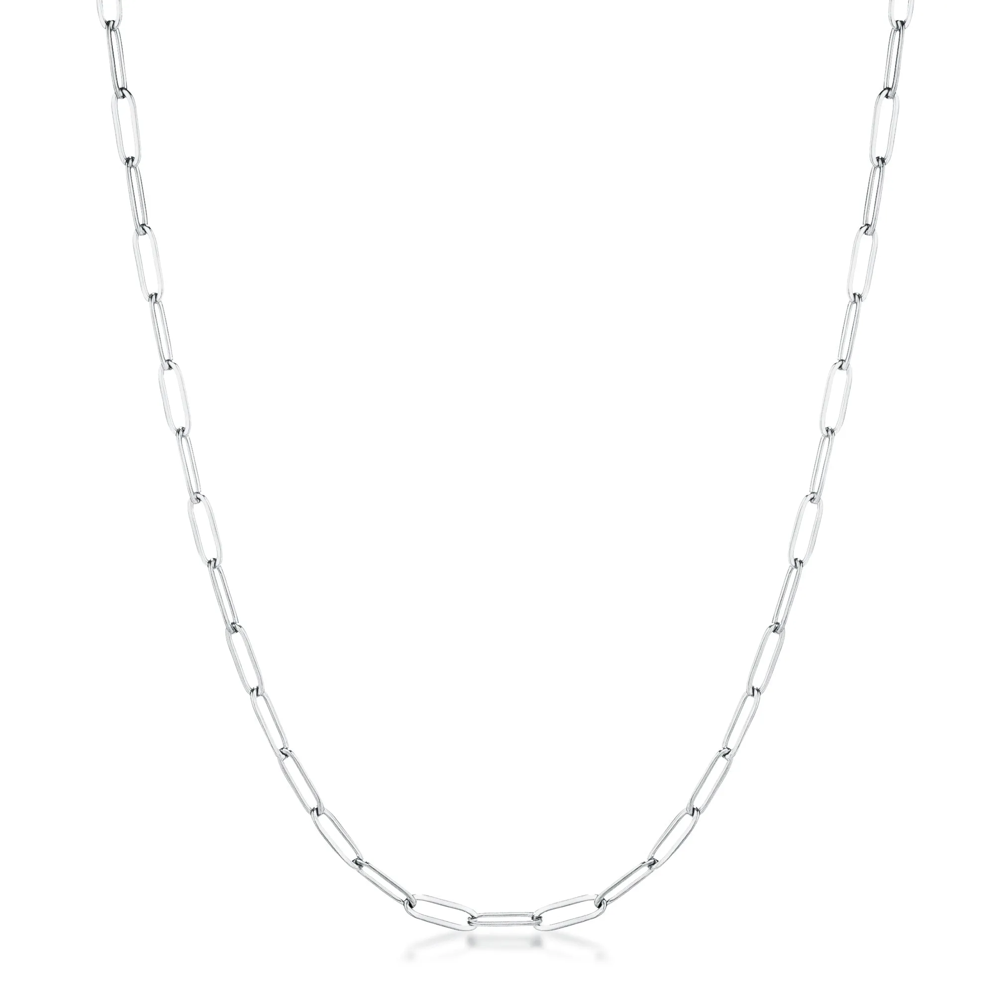 Kaylee 18” Silver Petite Paper Clip Chain Linked Necklace