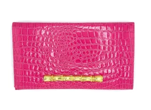 Kelly Pink Croc Clutch