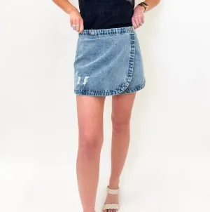 Kensie Denim Wrap Skirt