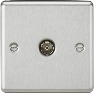 Knightsbridge CL010BC Rounded Edge TV Outlet (Non-Isolated) - Brushed Chrome