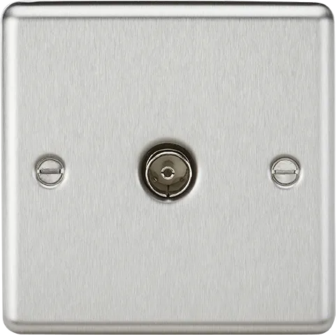 Knightsbridge CL010BC Rounded Edge TV Outlet (Non-Isolated) - Brushed Chrome