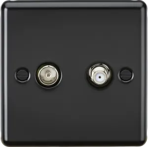 Knightsbridge CL014MB Rounded Edge TV & SAT TV Outlet (Isolated) - Matt Black
