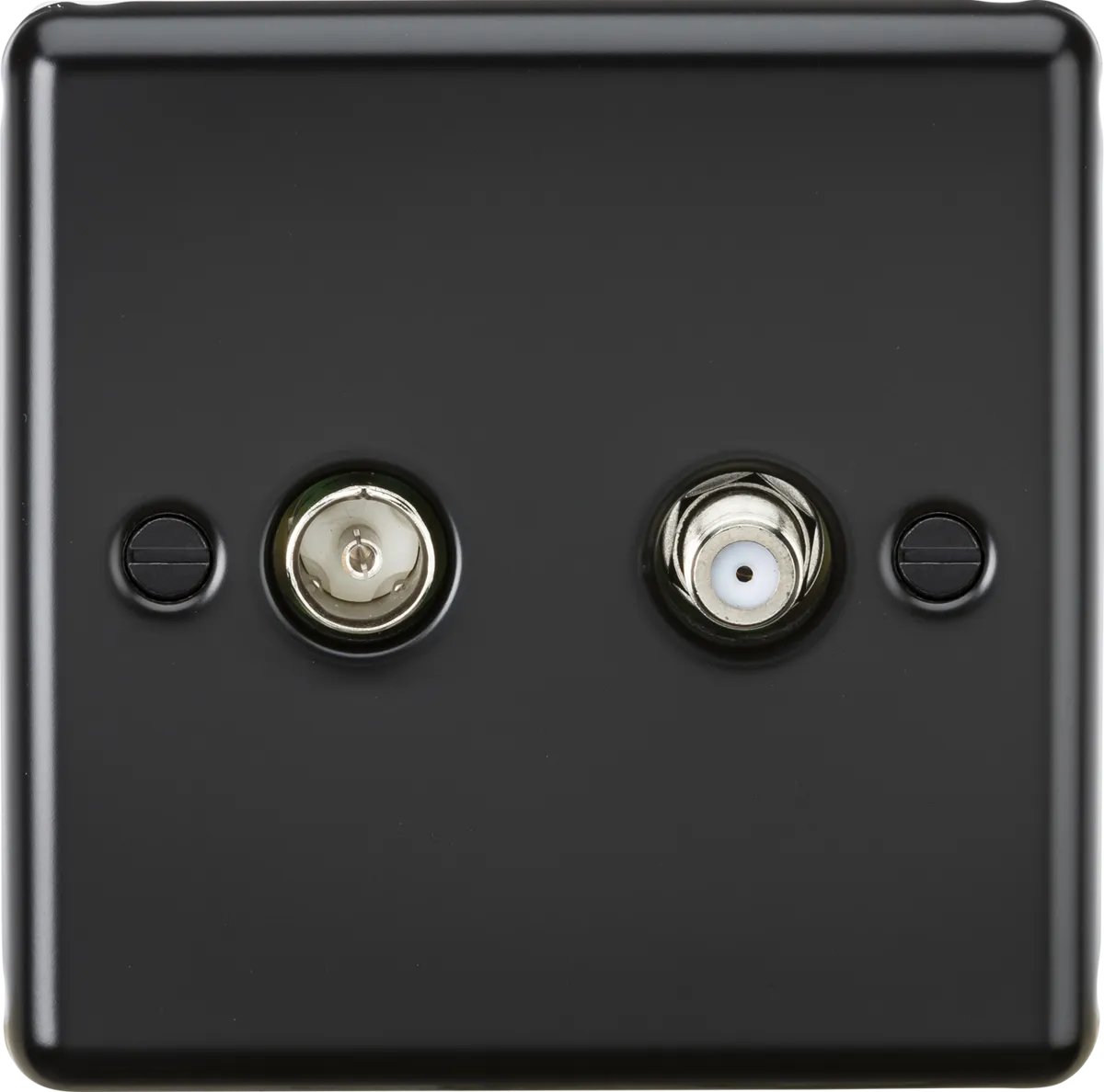 Knightsbridge CL014MB Rounded Edge TV & SAT TV Outlet (Isolated) - Matt Black
