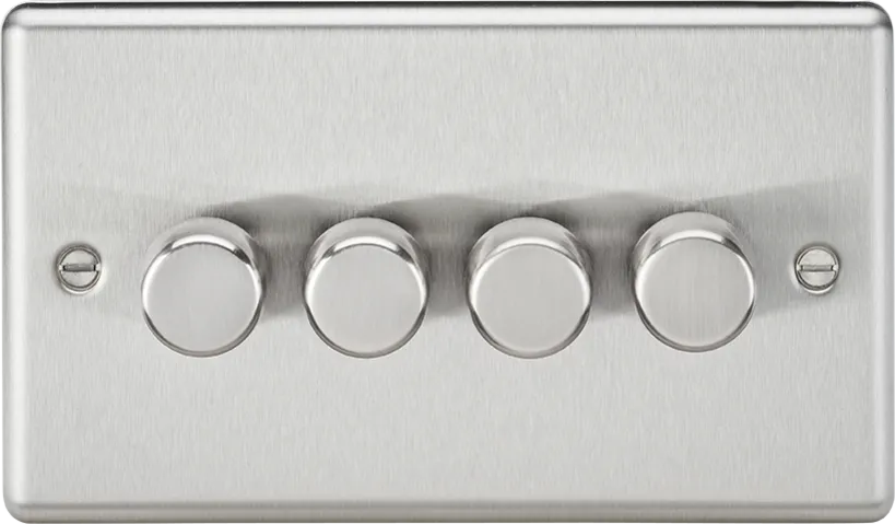 Knightsbridge CL2194BC Rounded Edge 4G 2 Way 10-200W (5-150W LED) Intelligent Dimmer - Brushed Chrome