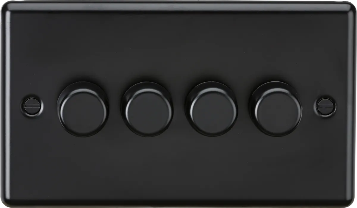 Knightsbridge CL2194MBB Rounded Edge 4G 2 Way 10-200W (5-150W LED) Intelligent Dimmer - Matt Black