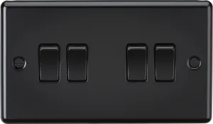Knightsbridge CL41MBB Rounded Edge 10AX 4G 2-Way Plate Switch - Matt Black