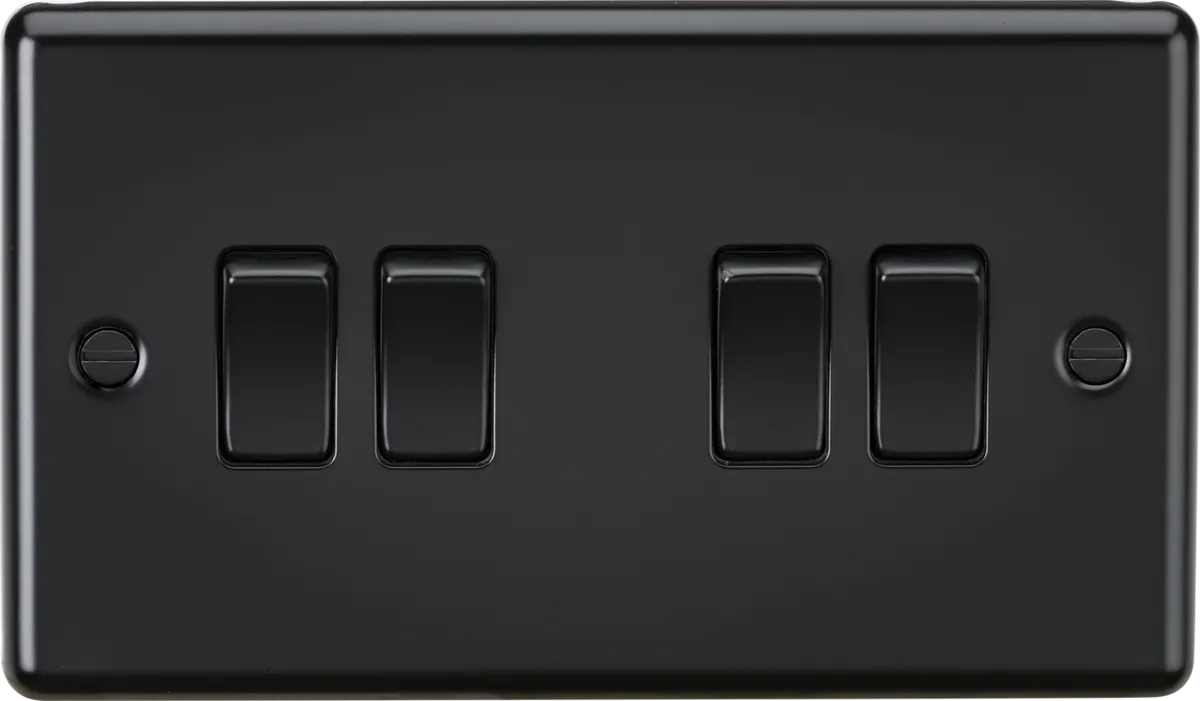 Knightsbridge CL41MBB Rounded Edge 10AX 4G 2-Way Plate Switch - Matt Black