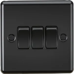 Knightsbridge CL4MBB Rounded Edge 10AX 3G 2 Way Plate Switch - Matt Black