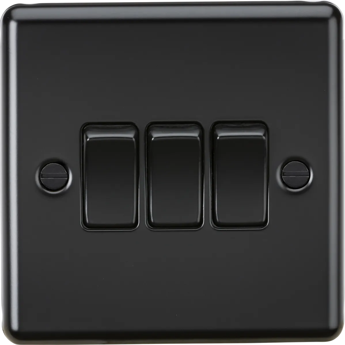 Knightsbridge CL4MBB Rounded Edge 10AX 3G 2 Way Plate Switch - Matt Black
