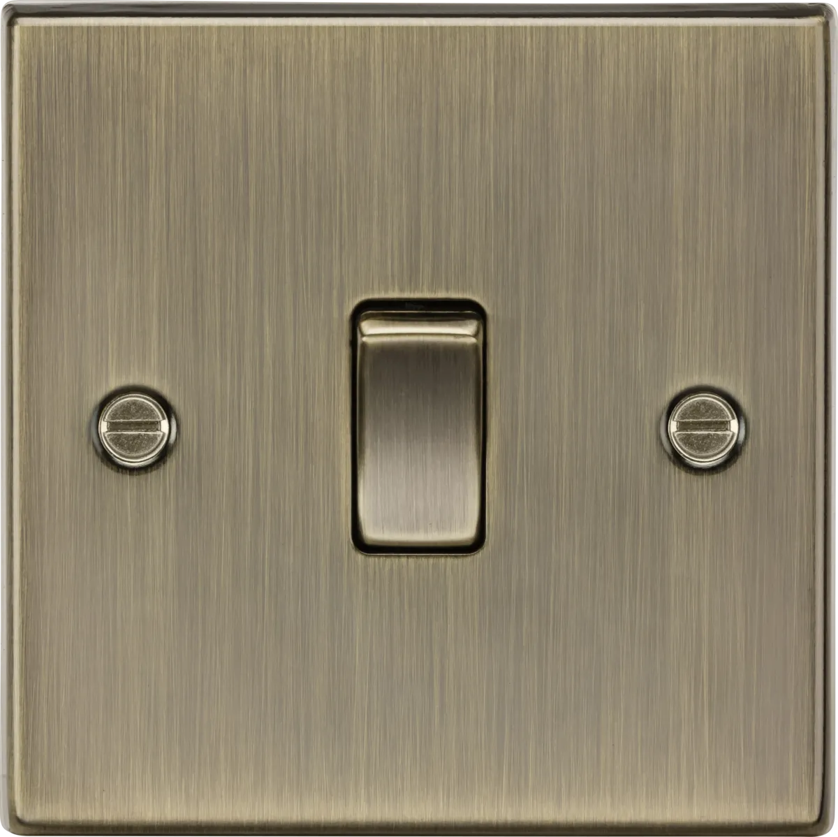 Knightsbridge CS1DPAB Square Edge 10AX 1G DP Switch - Antique Brass
