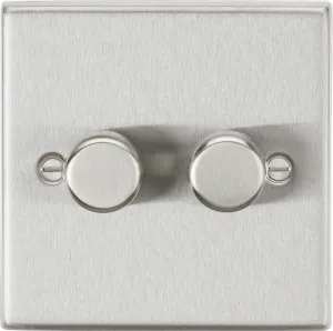 Knightsbridge CS2192BC Square Edge 2G 2-Way 10-200W (5-150W LED) Intelligent Dimmer - Brushed Chrome