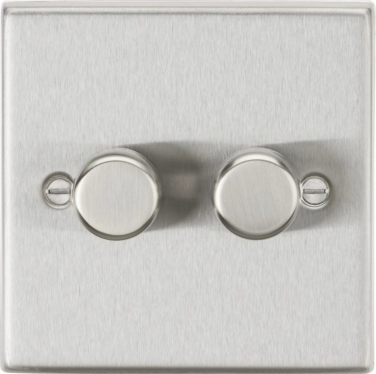 Knightsbridge CS2192BC Square Edge 2G 2-Way 10-200W (5-150W LED) Intelligent Dimmer - Brushed Chrome
