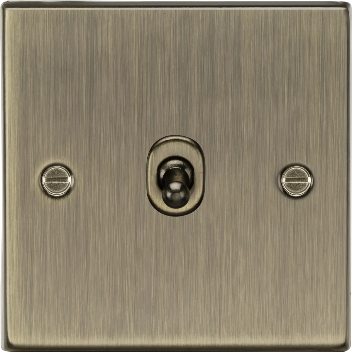 Knightsbridge CSTOG12AB Square Edge 10AX 1G Intermediate Toggle Switch - Antique Brass