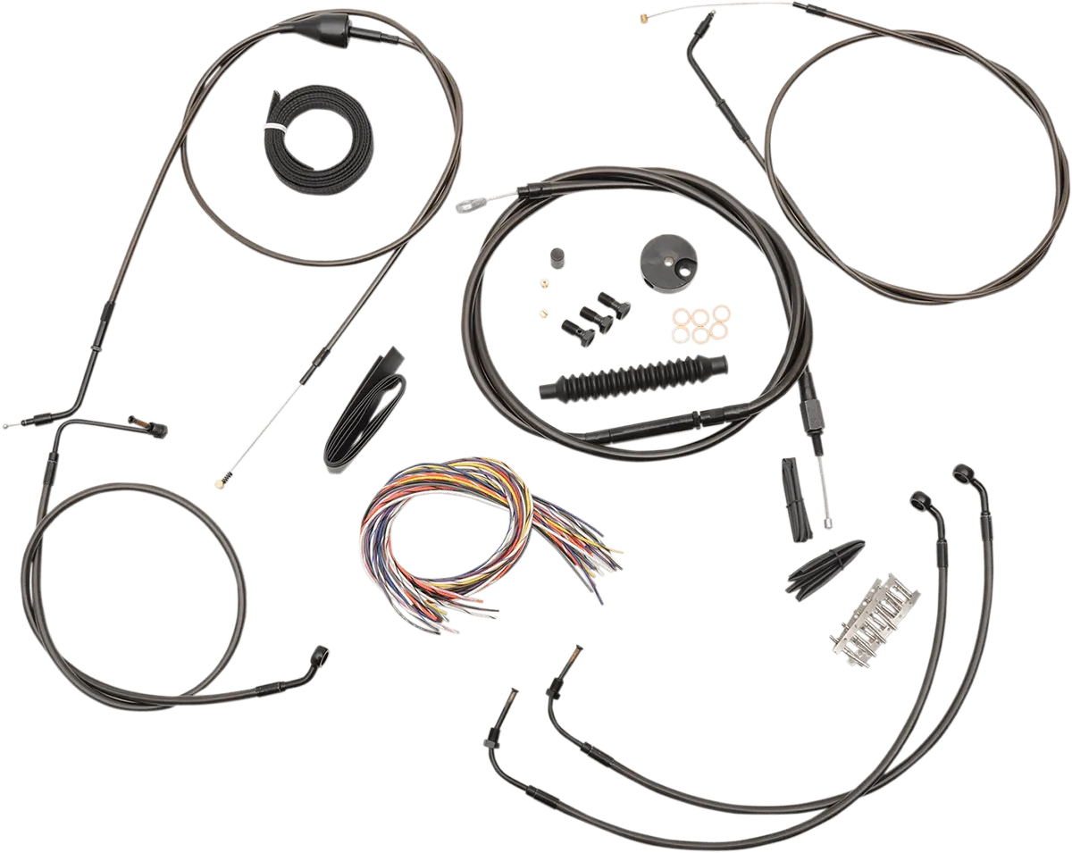 LA Choppers LA-8005KT2A-16M Complete Handlebar Cable and Brake Line Kit - Midnight