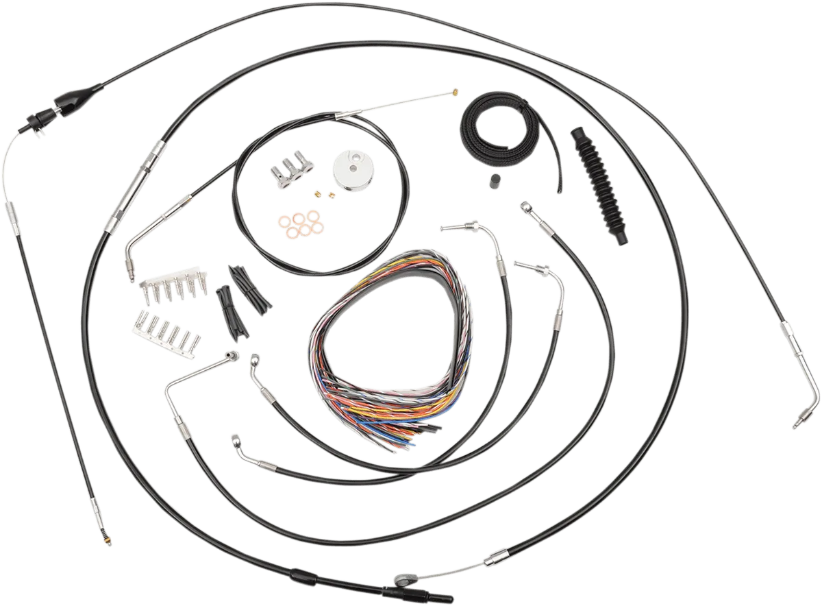 LA Choppers LA-8005KT2B-19B Complete Handlebar Cable and Brake Line Kit - Black Vinyl/Stainless