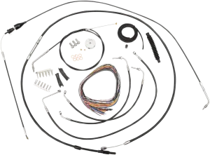 LA Choppers LA-8005KT2B-19B Complete Handlebar Cable and Brake Line Kit - Black Vinyl/Stainless