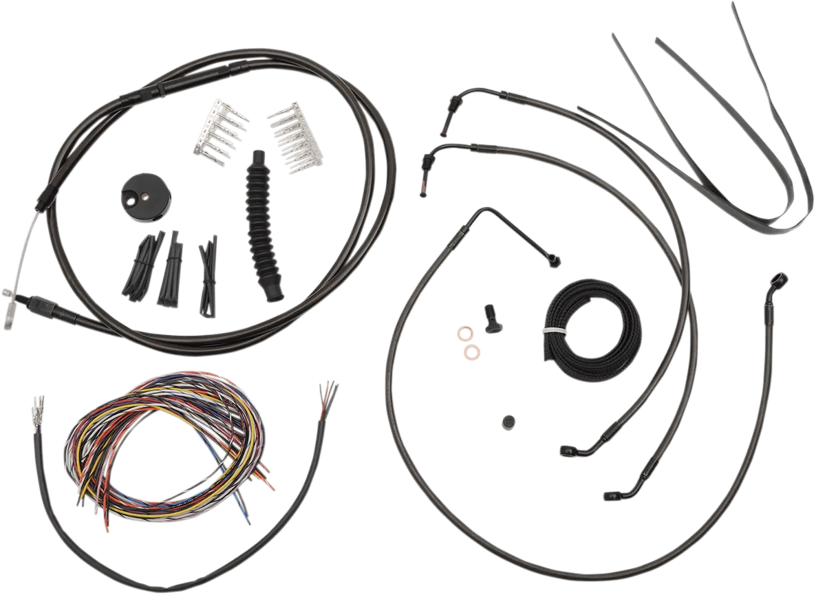 LA Choppers LA-8010KT2-16M Complete Handlebar Cable and Brake Line Kit - Midnight
