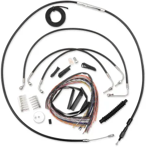 LA Choppers LA-8012KT2B-13B Complete Handlebar Cable/Brake & Clutch Line/Wire Kit - Black Vinyl/Stainless Braided