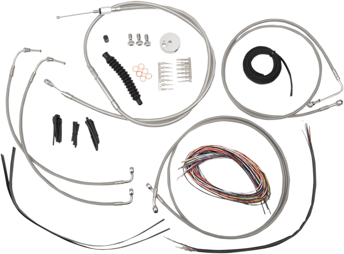 LA Choppers LA-8051KT2-13 Complete Handlebar Cable/Brake & Clutch Line/Wire Kit - Stainless Braided