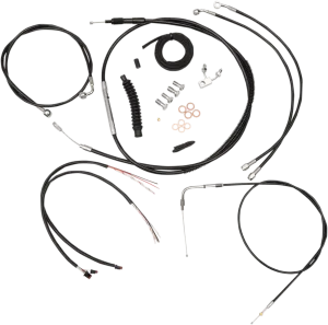 LA Choppers LA-8123KT2-13B Complete Handlebar Cable/Brake & Clutch Line/Wire Kit - Black Vinyl/Stainless