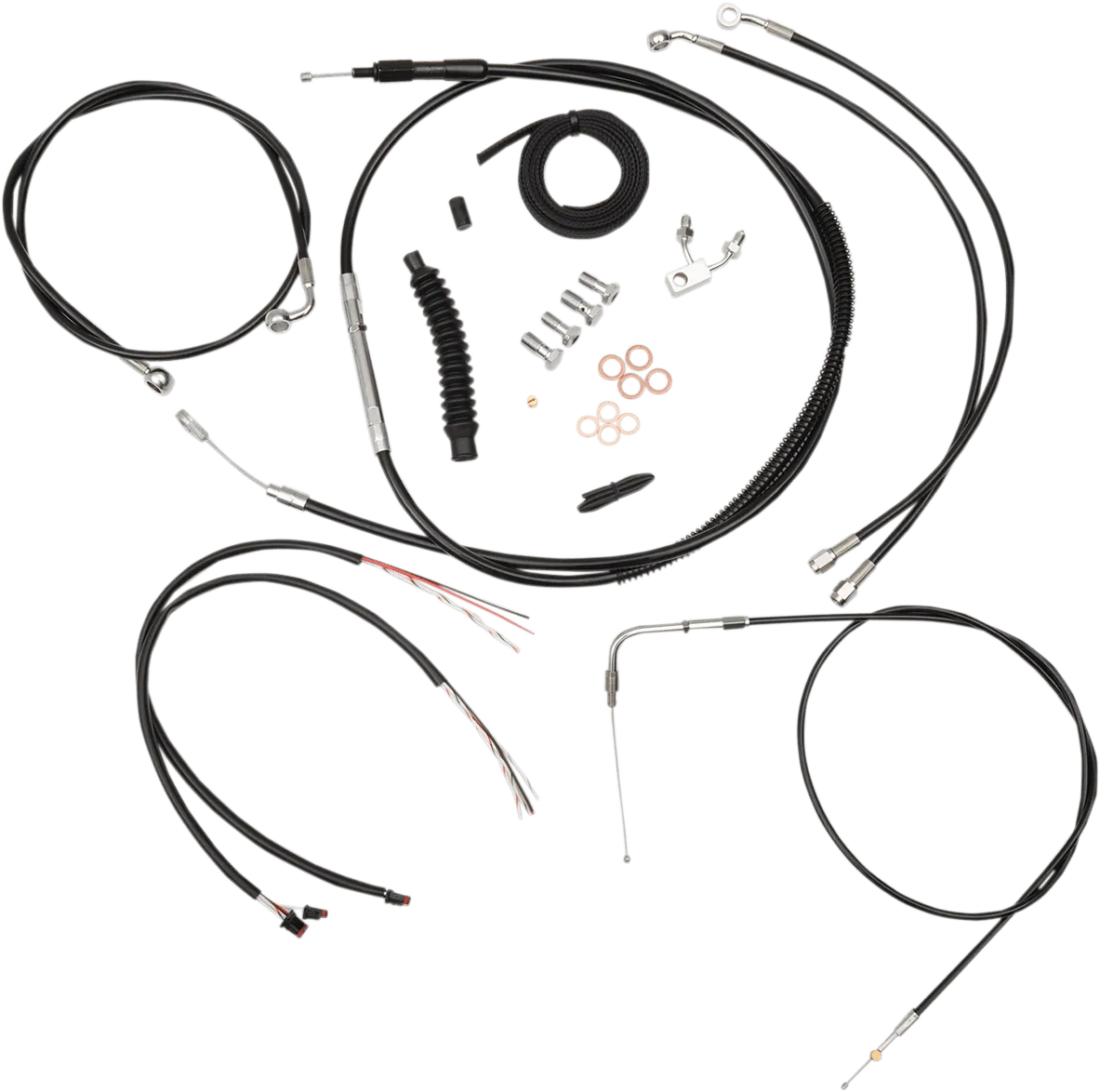 LA Choppers LA-8123KT2-13B Complete Handlebar Cable/Brake & Clutch Line/Wire Kit - Black Vinyl/Stainless