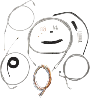 LA Choppers LA-8130KT2-19 Complete Handlebar Cable/Brake & Clutch Line/Wire Kit - Stainless Braided