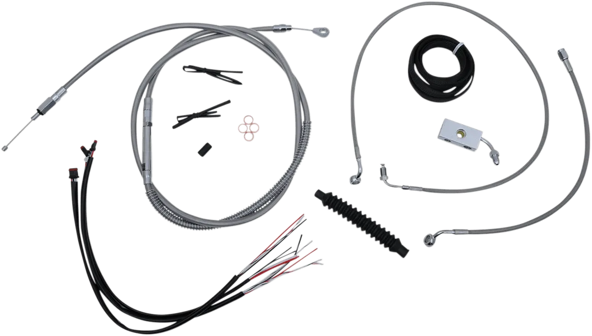 LA Choppers LA-8152KT2-13 Complete Handlebar Cable/Brake & Clutch Line/Wire Kit - Stainless Braided
