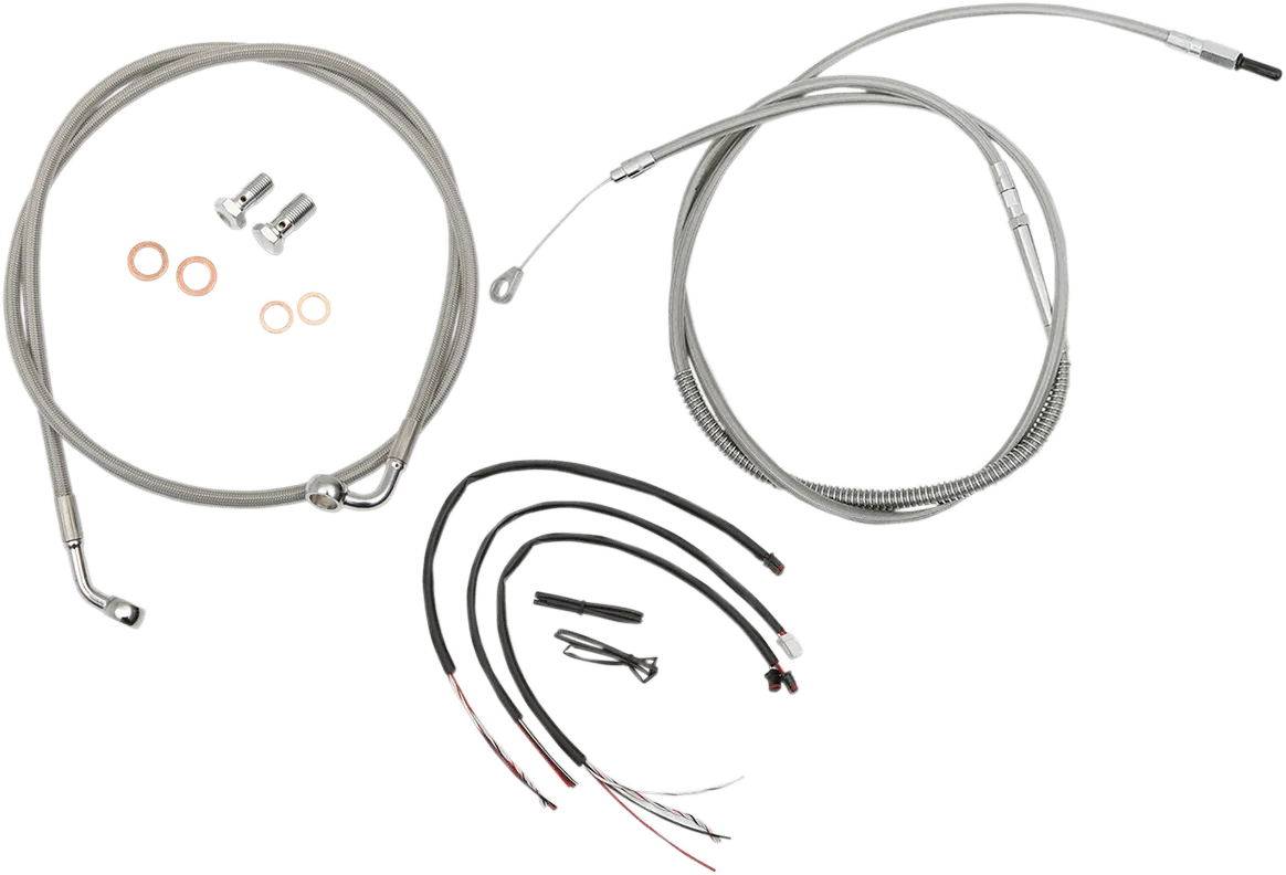 LA Choppers LA-8153KT2-16 Complete Handlebar Cable/Brake & Clutch Line/Wire Kit - Stainless Braided