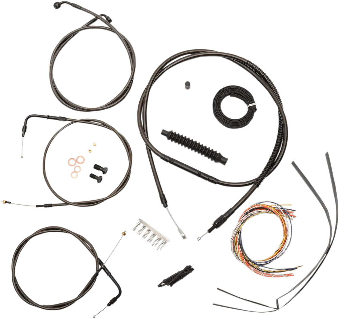 LA Choppers LA-8320KT2B-13M Complete Handlebar Cable and Brake Line Kit - Midnight