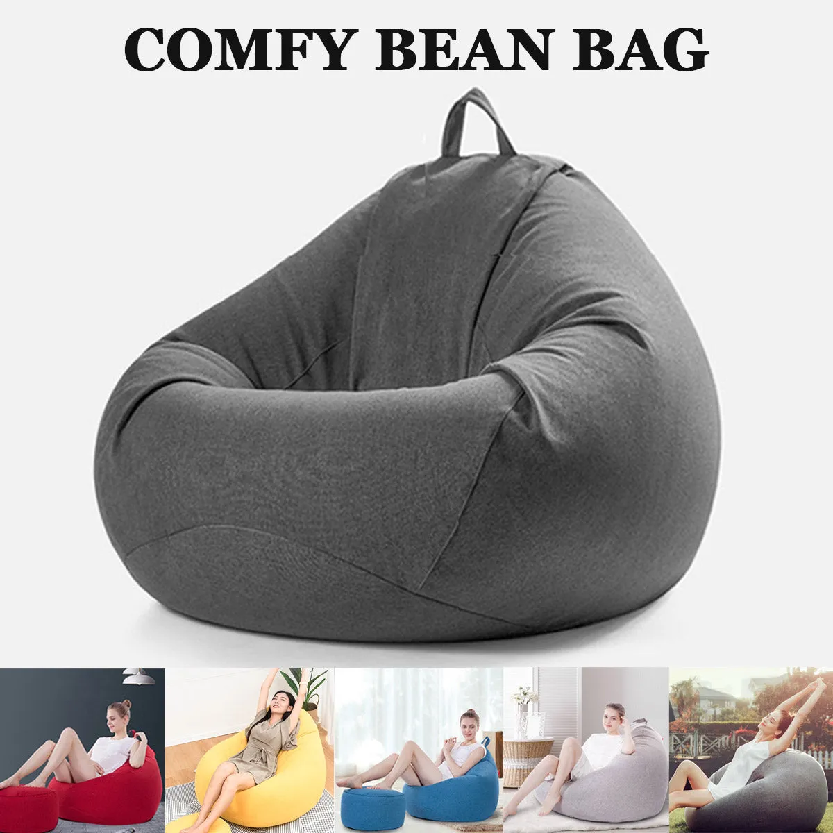 Large Bean Bag Cover Indoor Outdoor Lazy lounger for Adult Kids New HQ
