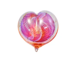 Large Orange Silver Veil Heart Paperweight