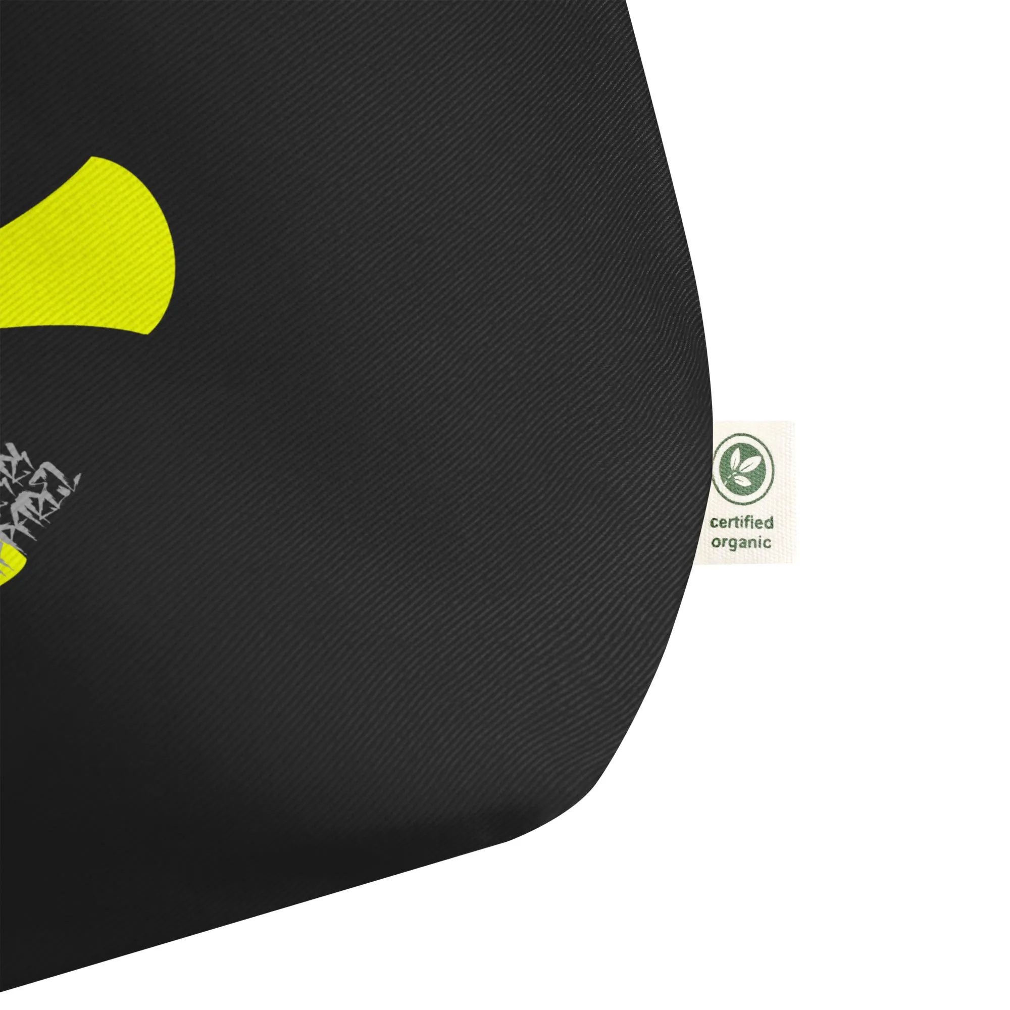 Large organic black tote bag-Yellow Crusaders Cross Print|Premium