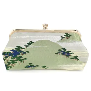 [LAST ONE] Japanese Pine Tree on a Misty Mountain kimono Clutch | Upcycled from vintage Japanese Obi