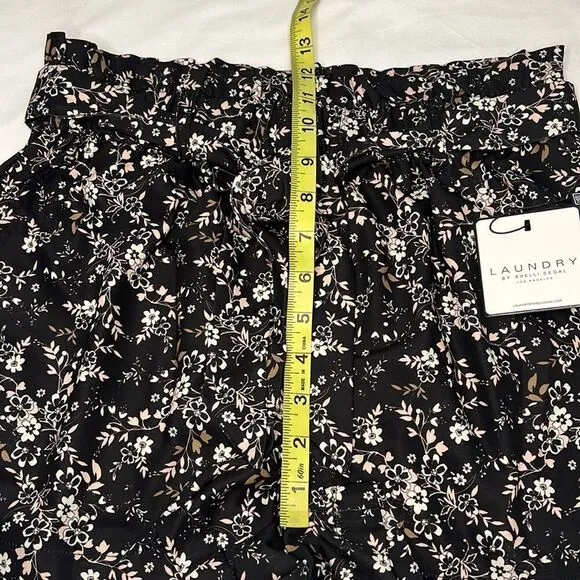 LAUNDRY by Shelli Segal Peach Floral Paper Bag Waist Shorts Size Small