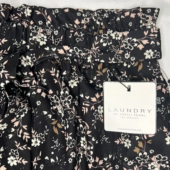 LAUNDRY by Shelli Segal Peach Floral Paper Bag Waist Shorts Size Small