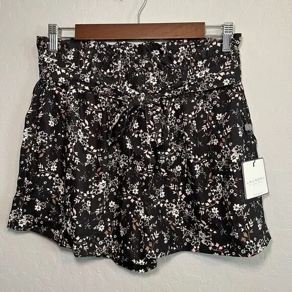 LAUNDRY by Shelli Segal Peach Floral Paper Bag Waist Shorts Size Small