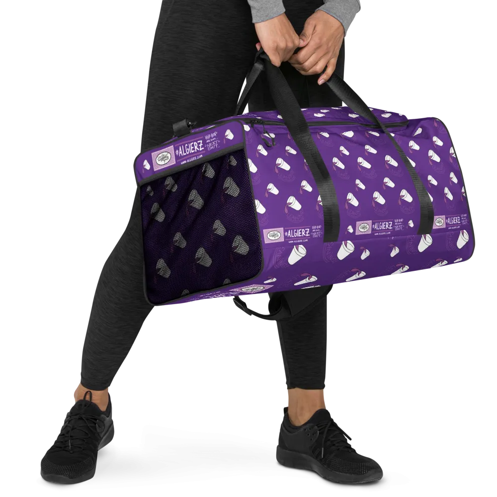Leaning (Repeating Design) Duffle Bag - Purple
