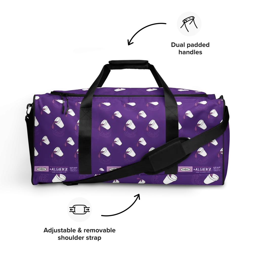 Leaning (Repeating Design) Duffle Bag - Purple