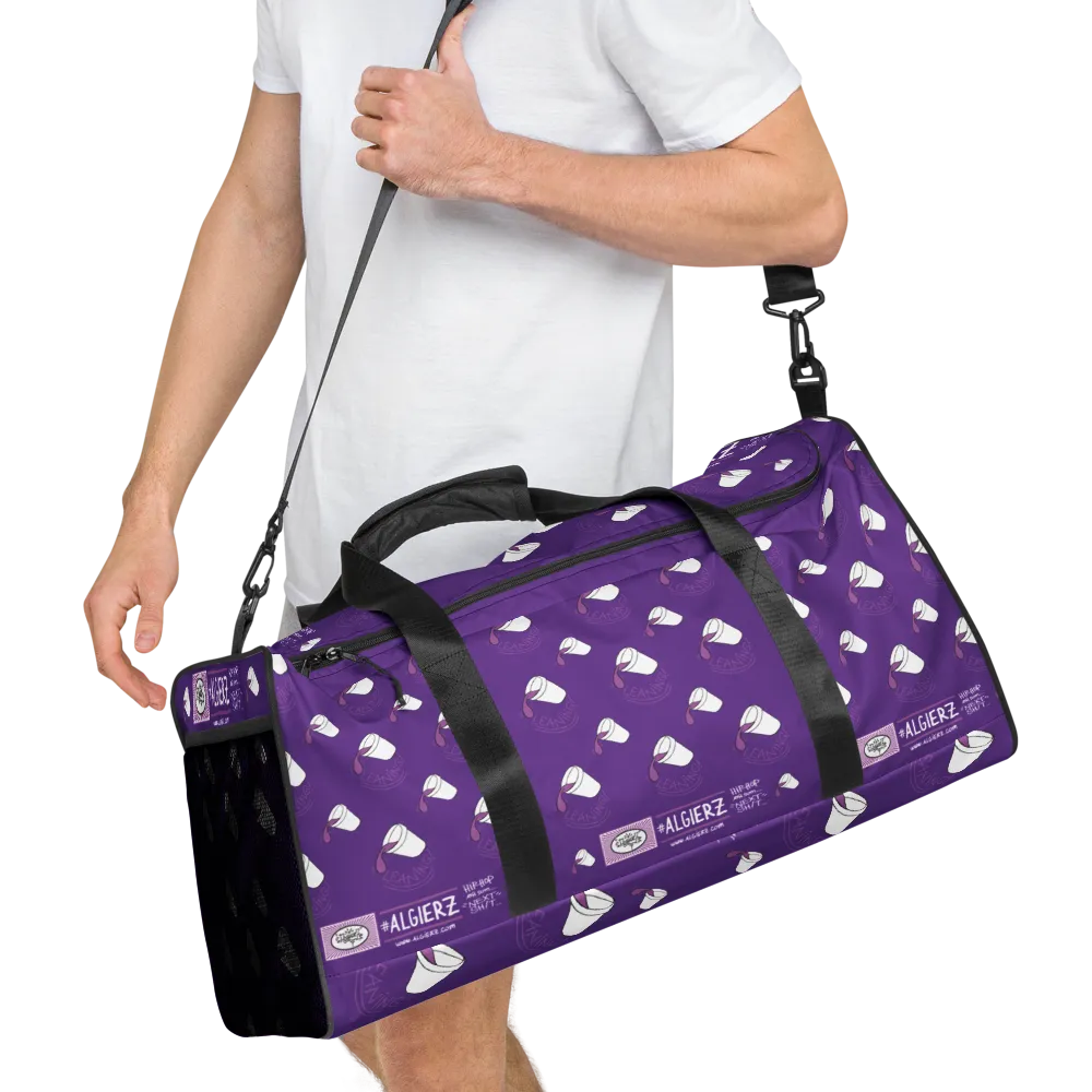 Leaning (Repeating Design) Duffle Bag - Purple